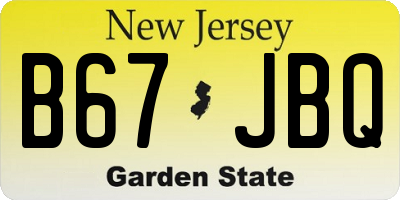 NJ license plate B67JBQ