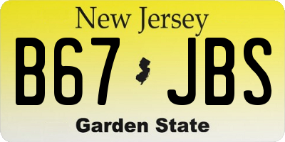 NJ license plate B67JBS