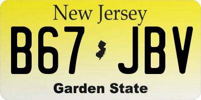 NJ license plate B67JBV