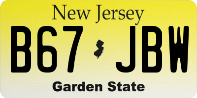 NJ license plate B67JBW