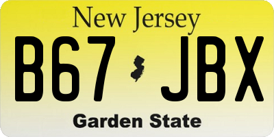 NJ license plate B67JBX