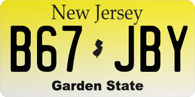 NJ license plate B67JBY