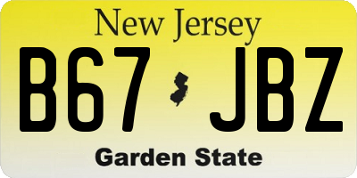NJ license plate B67JBZ