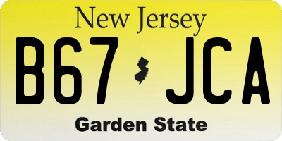 NJ license plate B67JCA