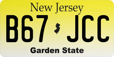 NJ license plate B67JCC