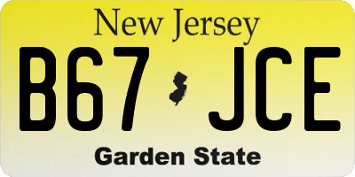 NJ license plate B67JCE