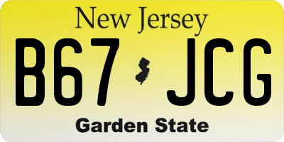 NJ license plate B67JCG