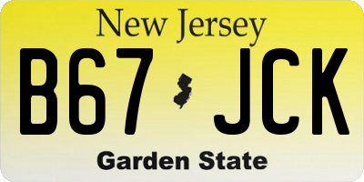 NJ license plate B67JCK