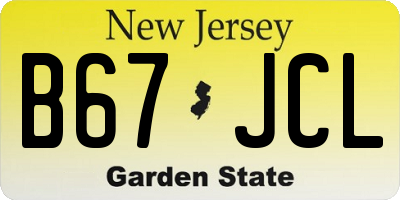 NJ license plate B67JCL