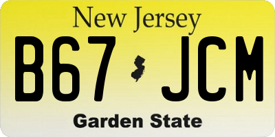 NJ license plate B67JCM
