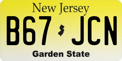 NJ license plate B67JCN