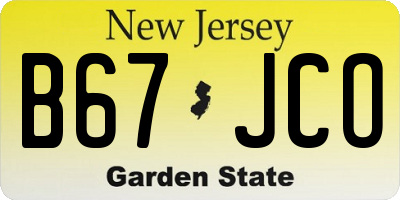 NJ license plate B67JCO