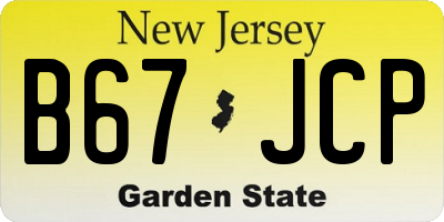 NJ license plate B67JCP