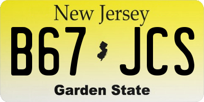 NJ license plate B67JCS