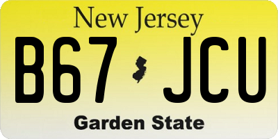 NJ license plate B67JCU