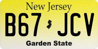 NJ license plate B67JCV