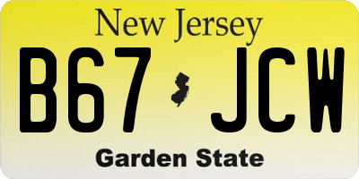 NJ license plate B67JCW