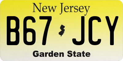 NJ license plate B67JCY