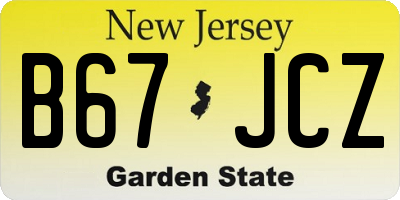 NJ license plate B67JCZ