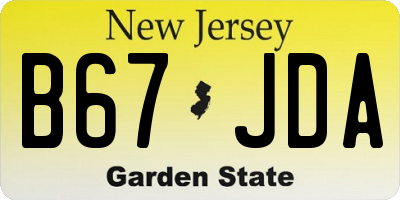 NJ license plate B67JDA