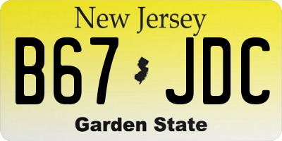 NJ license plate B67JDC