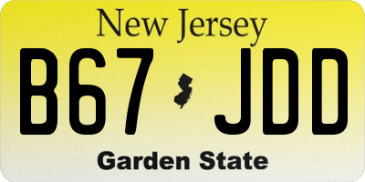 NJ license plate B67JDD