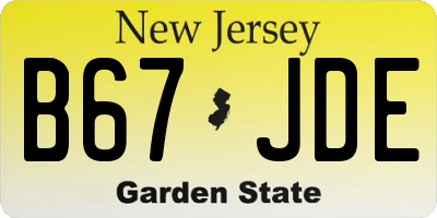 NJ license plate B67JDE