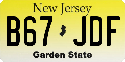 NJ license plate B67JDF