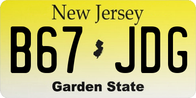 NJ license plate B67JDG