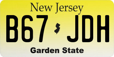 NJ license plate B67JDH