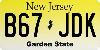 NJ license plate B67JDK