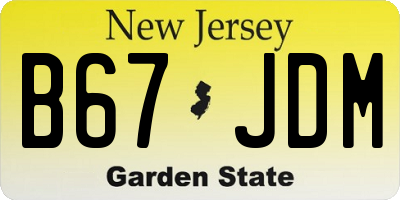 NJ license plate B67JDM