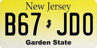 NJ license plate B67JDO
