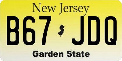 NJ license plate B67JDQ