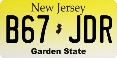 NJ license plate B67JDR