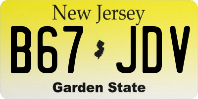 NJ license plate B67JDV