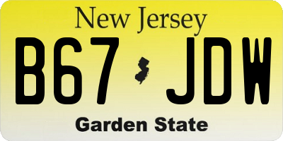 NJ license plate B67JDW