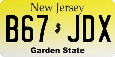 NJ license plate B67JDX