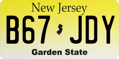 NJ license plate B67JDY