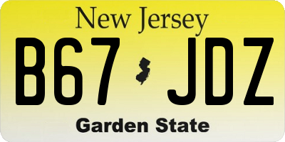 NJ license plate B67JDZ