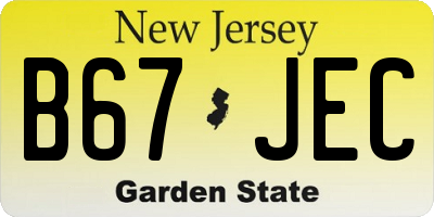 NJ license plate B67JEC