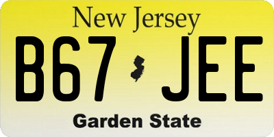 NJ license plate B67JEE
