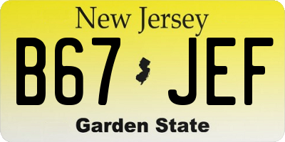 NJ license plate B67JEF