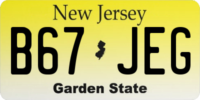 NJ license plate B67JEG