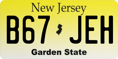 NJ license plate B67JEH