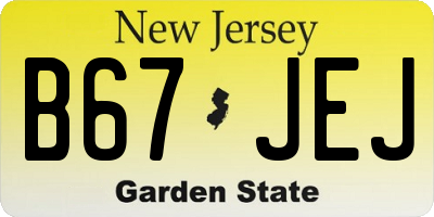 NJ license plate B67JEJ