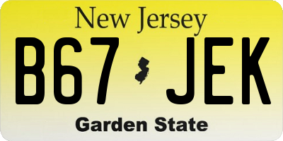 NJ license plate B67JEK