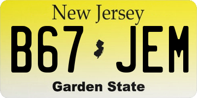 NJ license plate B67JEM