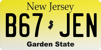 NJ license plate B67JEN