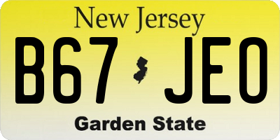 NJ license plate B67JEO